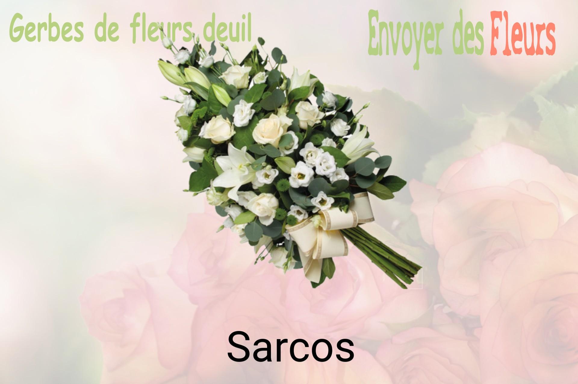 Gerbe de fleurs de deuil livrée à Sarcos